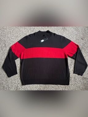 🏈 NWT Men’s NovaMen Brand Black Sweater with Red Stripe